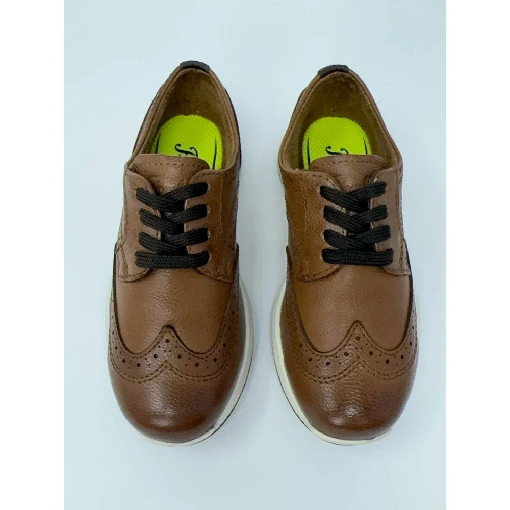 Florsheim Great Lakes Wingtip Oxford Dress Shoes Boys Size 11M Cognac Brown